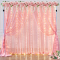 10ft x 10ft Baby Pink Backdrop Curtain with Lights - Soft Photo