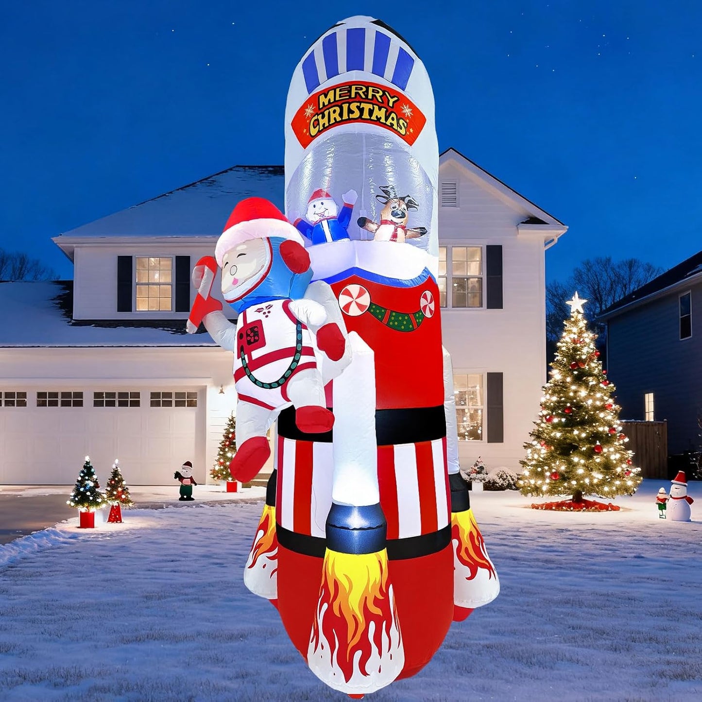 8FT Christmas Inflatables Yard Decoration with Santa and Friends