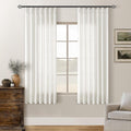 Beige White Pinch Pleated Linen Curtains 63 in Length - Light