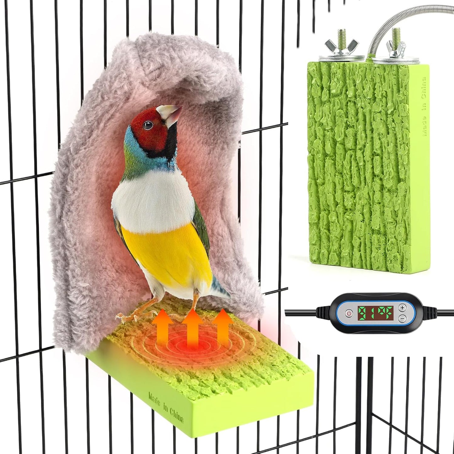 HOSUKKO Bird Heating Stand: Cozy Perch & Nest 