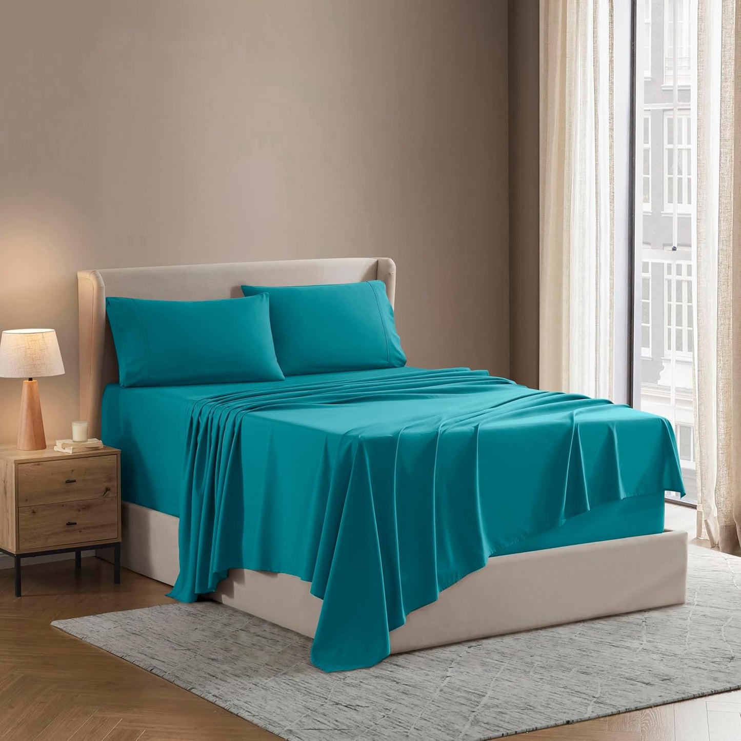 Soft Split King Sheet Set for Adjustable Bed - 5 Piece Teal