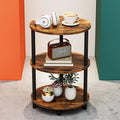 Small Round Side Table Rustic Brown - 3-Tier Oval Accent Table