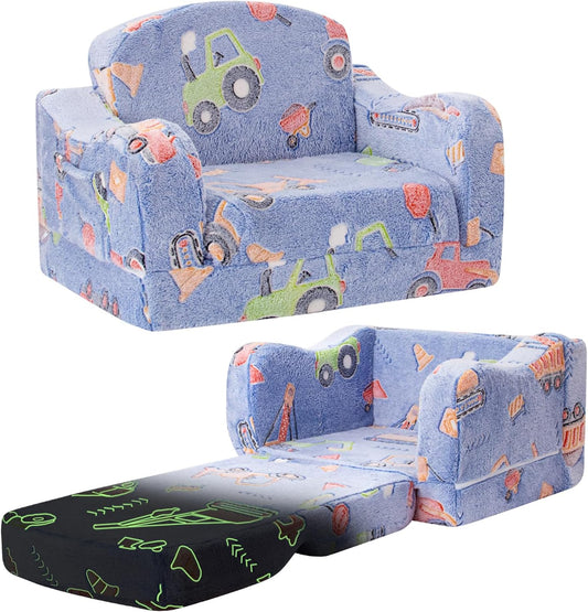 Thick Comfy Toddler Chair and Couch for Kids, 2-in-1 Soft Plush