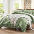 Full Comforter Set 7 Piece Sage Green Bed in a Bag - All Season