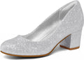 mysoft Women's Pumps Low Chunky Block Heel Round Toe - Comfortable 5