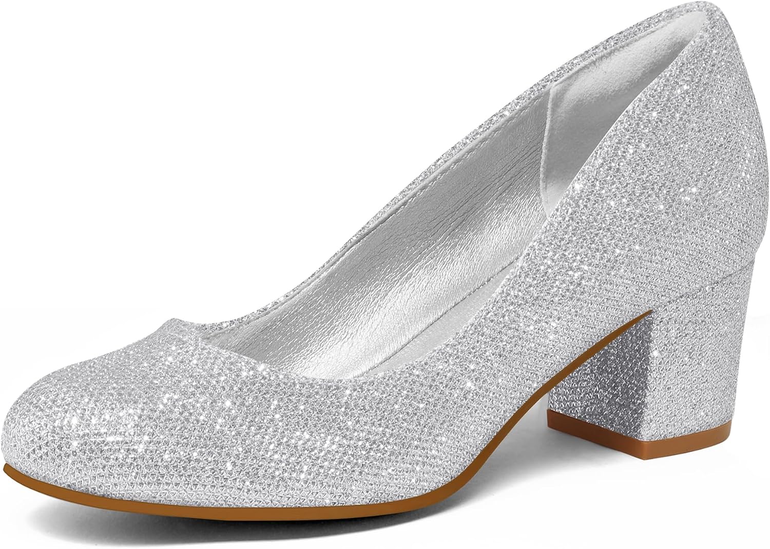 mysoft Women's Pumps Low Chunky Block Heel Round Toe Comfort