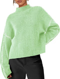 Chunky Knit Mock Neck Sweater Women - Cozy Oversized Fall Pullover