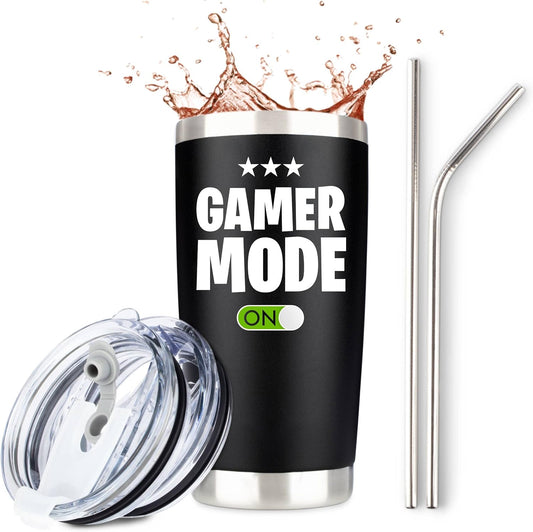 Stainless Steel Gamer Tumbler Set | 2 Lids, 2 Straws | Gift Box