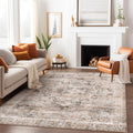 8x10 Area Rug Brownish Drab - Machine Washable Low Pile Vintage Rug