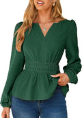 Simplee Womens Peplum Boho Blouse V Neck - Dressy Casual Essential
