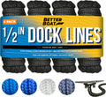 Boat Dock Lines 1/2 in Braided Nylon Rope, 25 ft Mooring Lines 4 Pack