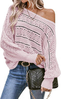 Cakulo Womens Off Shoulder Sweater Top - Oversized Crochet Pullover