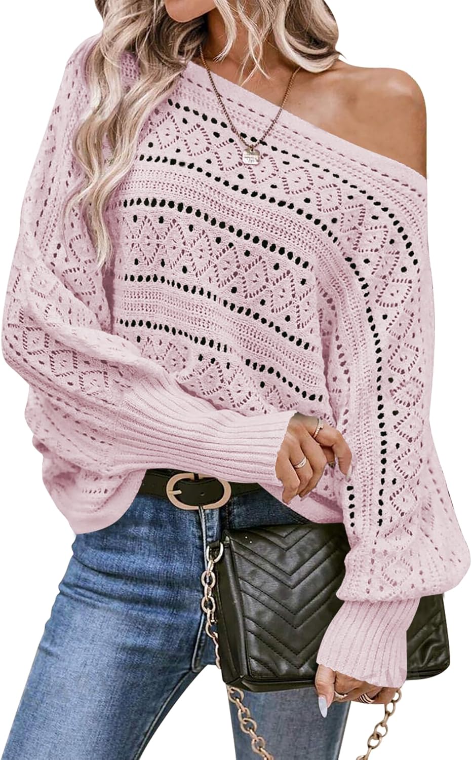 Cakulo Womens Off Shoulder Sweater Top for Fall Fashion 2025
