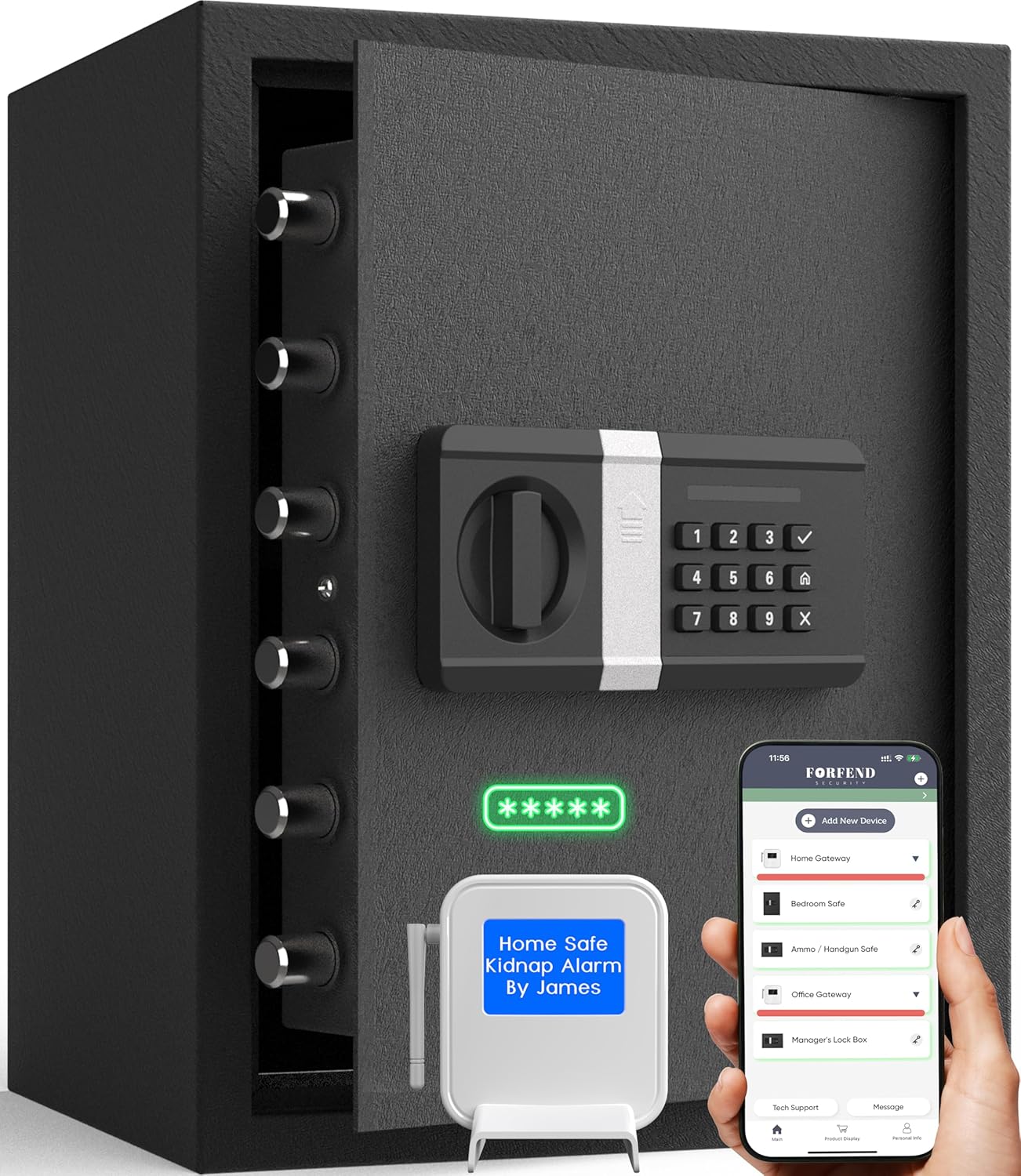 FORFEND Smart Home Safe with WiFi Lock and Alarm Features