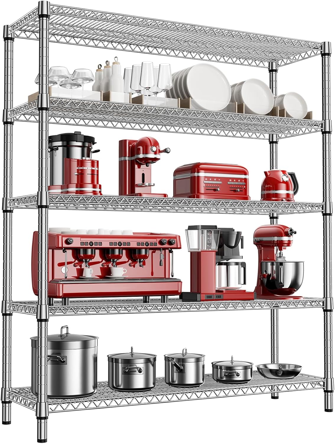 5 Tier Metal Wire Storage Rack: Organize Every Space!