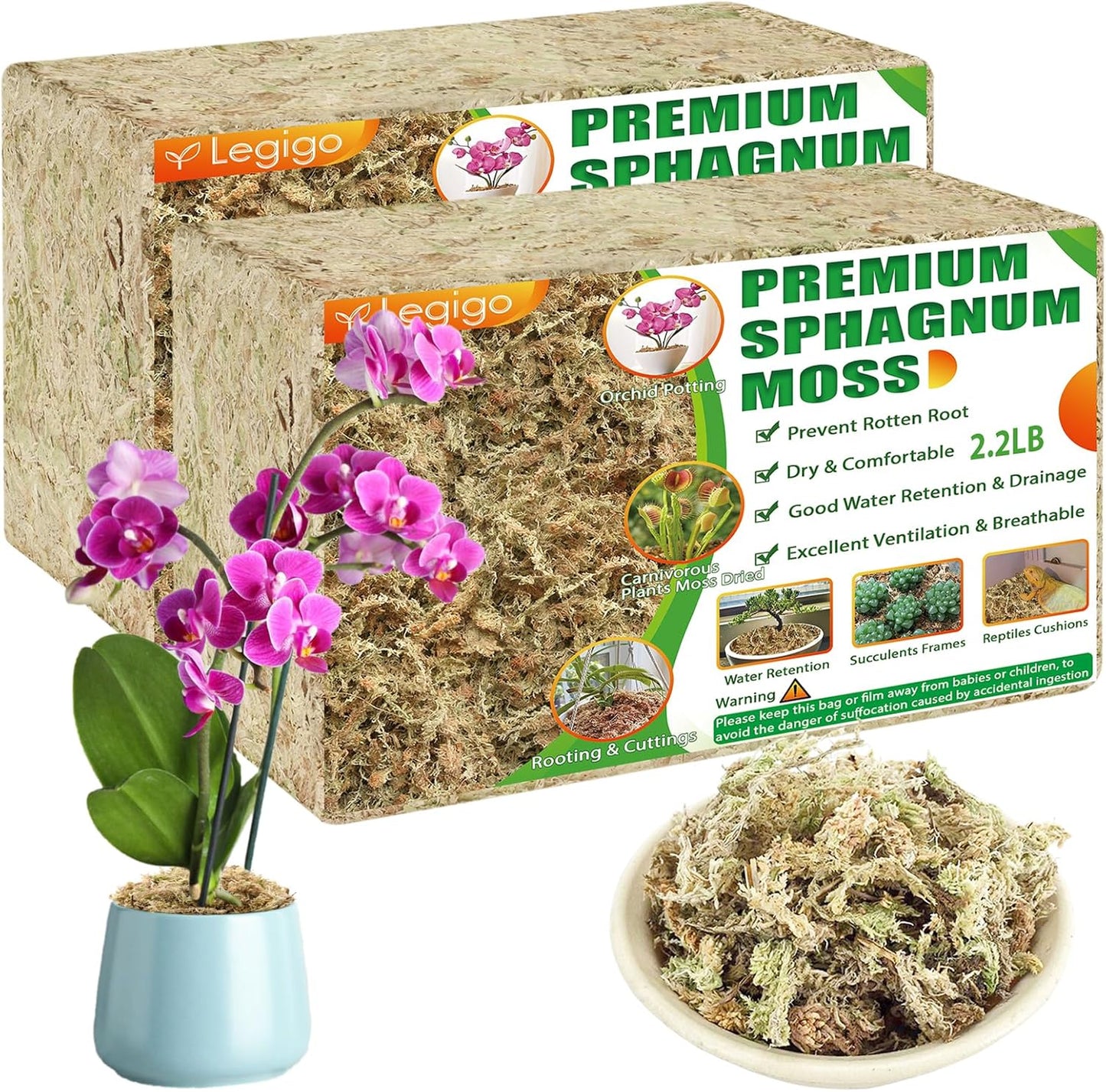 Premium Sphagnum Moss for Plants - Ideal for Orchids & Succulents