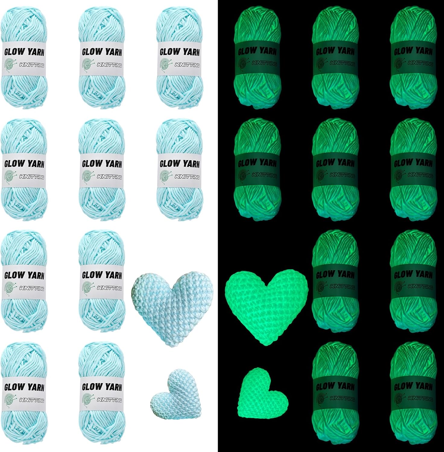 Glow in The Dark Yarn for Crocheting - 10 Rolls for DIY Crafts
