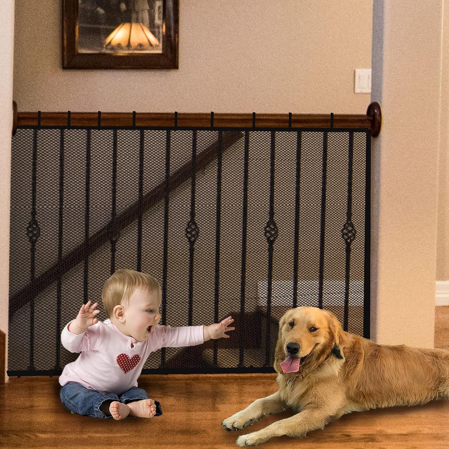 JIFTOK Baby Gate for Stairs - Safety Net for Kids & Pets