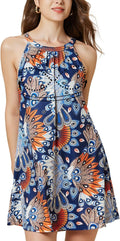 ANYFITTING Summer Dress with Built in Bra - Flowy Halter Mini Dress US
