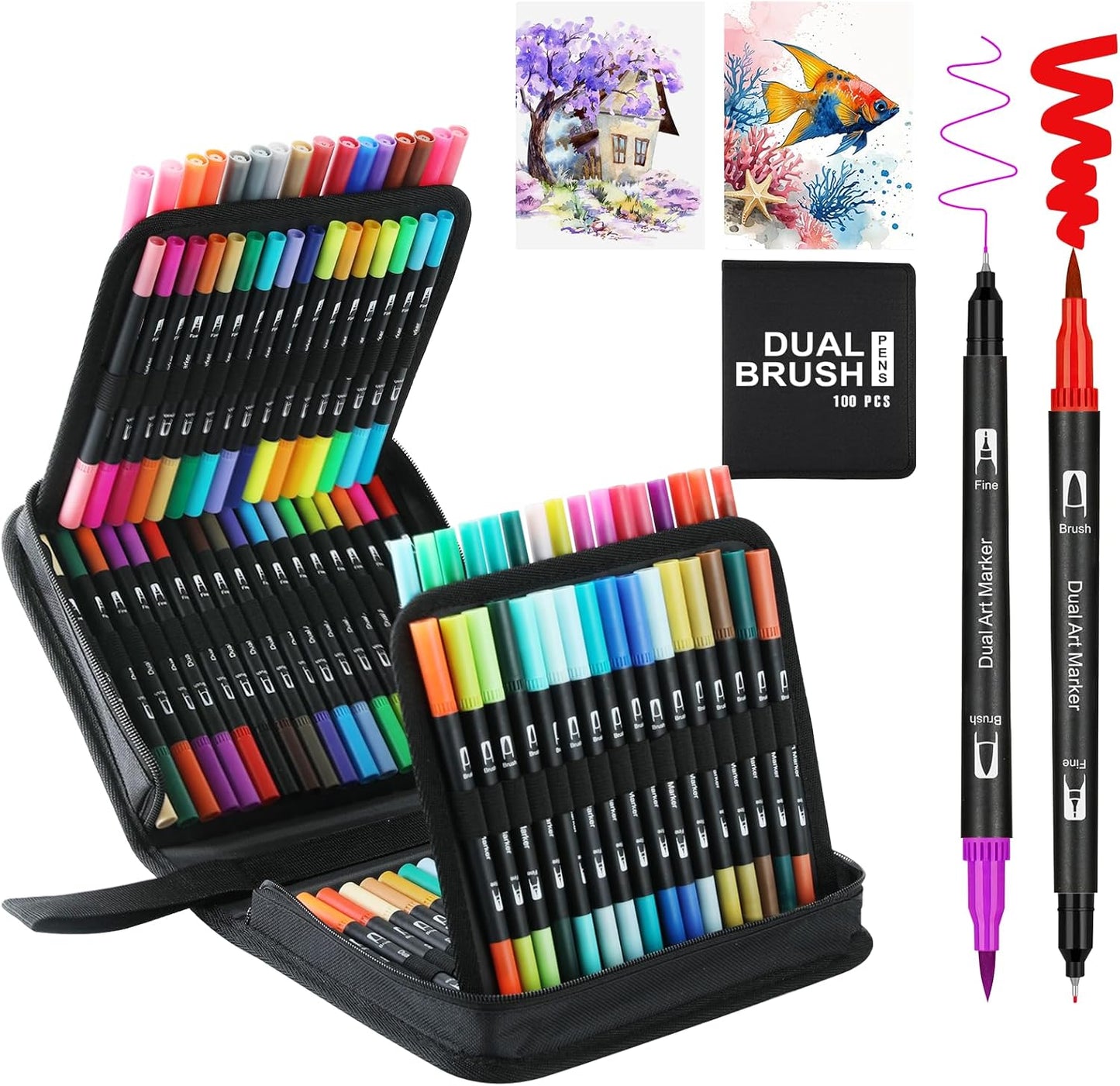 100 Colors Dual Brush Marker Pens for Creative Art Projects