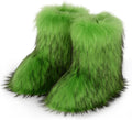 fur boots for women Faux Fur Mid-Calf Snow Boots - Warm & Non-Slip so
