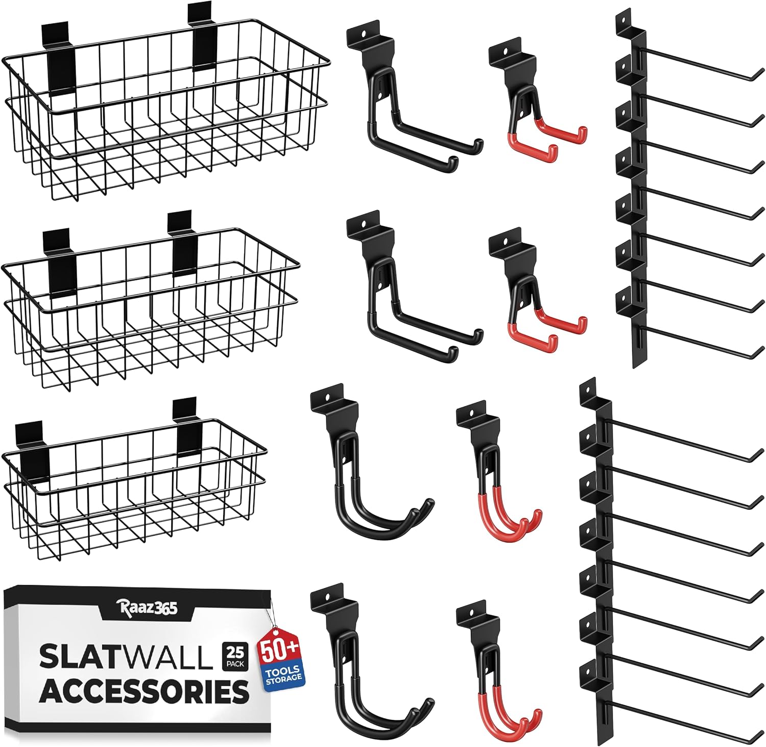25PCS Slatwall Accessories Kit for Efficient Storage Solutions