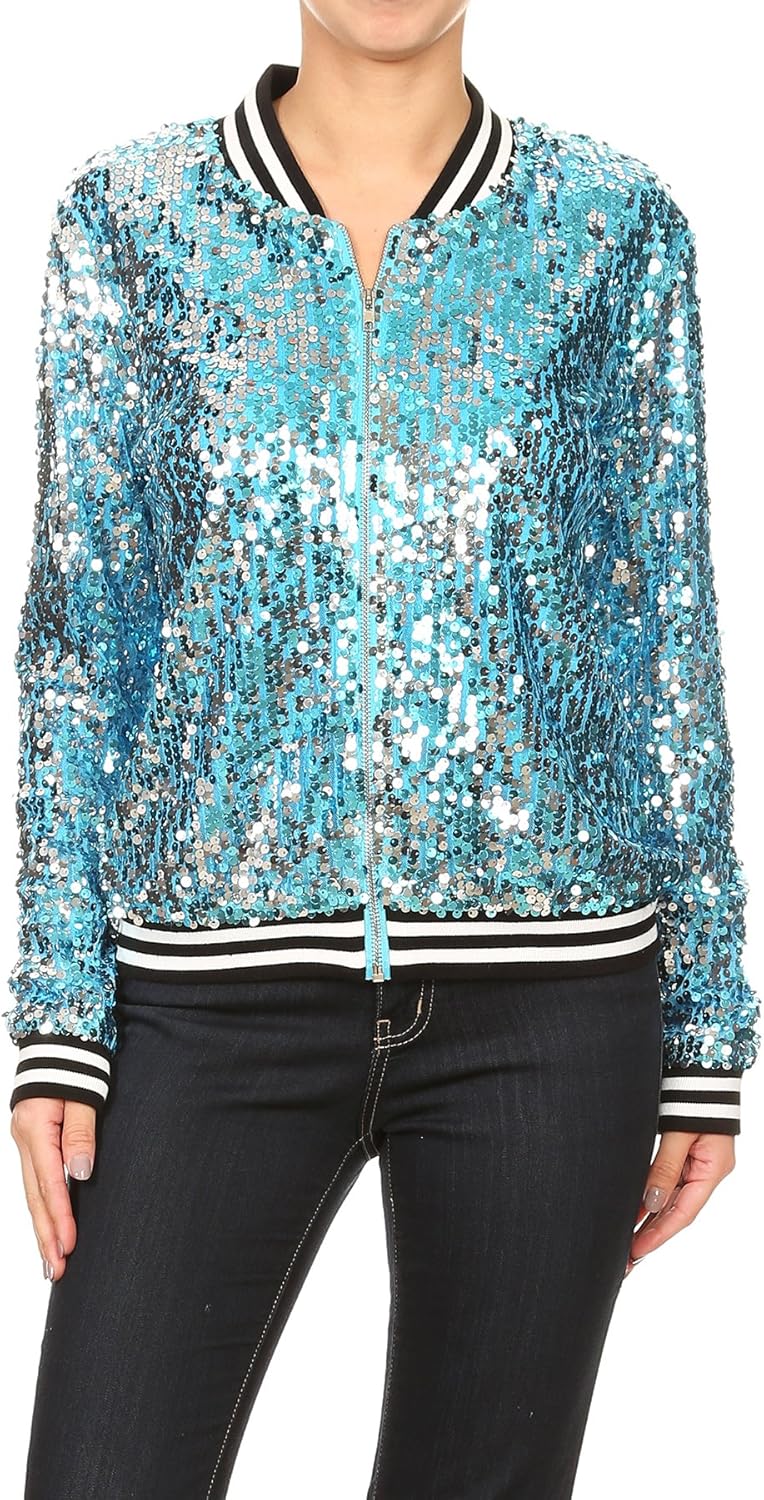 Sparkly Sequin Bomber Jacket for Women - Perfect for Parties