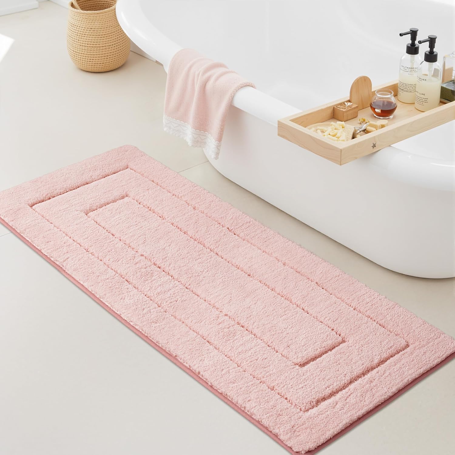 Ultra Absorbent Pink Bathroom Rugs Non Slip for Every Home