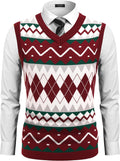 Men's Sleeveless V Neck Argyle Sweater Vest - Slim Fit Casual