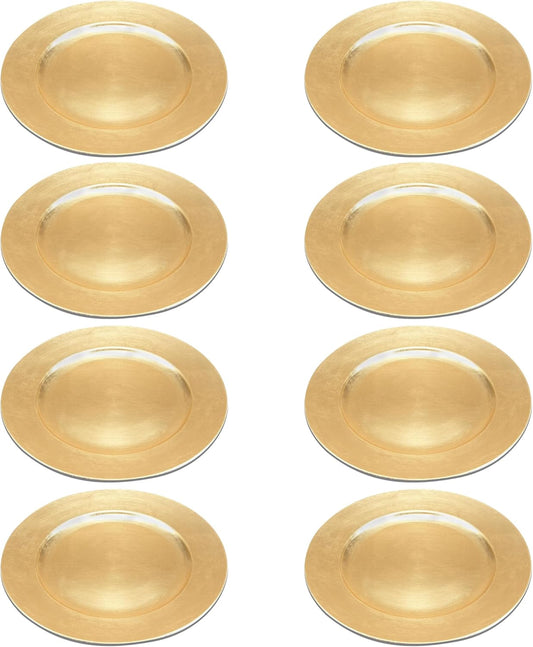 Set of 8 Metallic Gold Chargers for Elegant Dining
