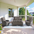 Wicker 6-Piece Gray Patio Conversation Set with Swivel Rockers
