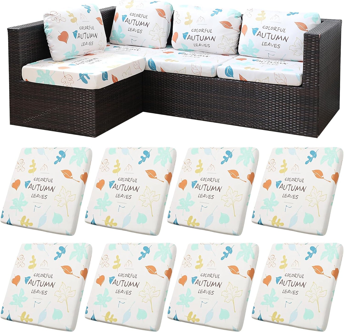 8Pcs Stretch Patio Cushion Covers for Outdoor Couch Protection