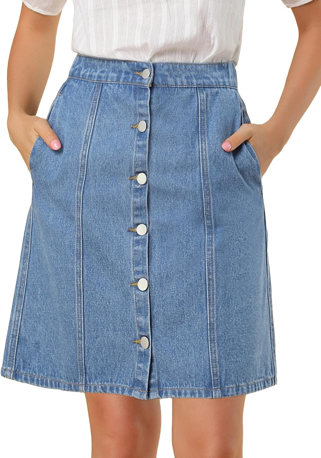 Allegra K Women's A-Line Denim Skirt for Casual Summer Style
