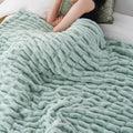 Sage Green Faux Fur Throw Blanket 60x80 - Super Soft Cozy Throw