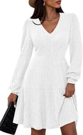 PRETTYGARDEN Sweater Dress 2025 - V Neck Fit & Flare Mini Women's