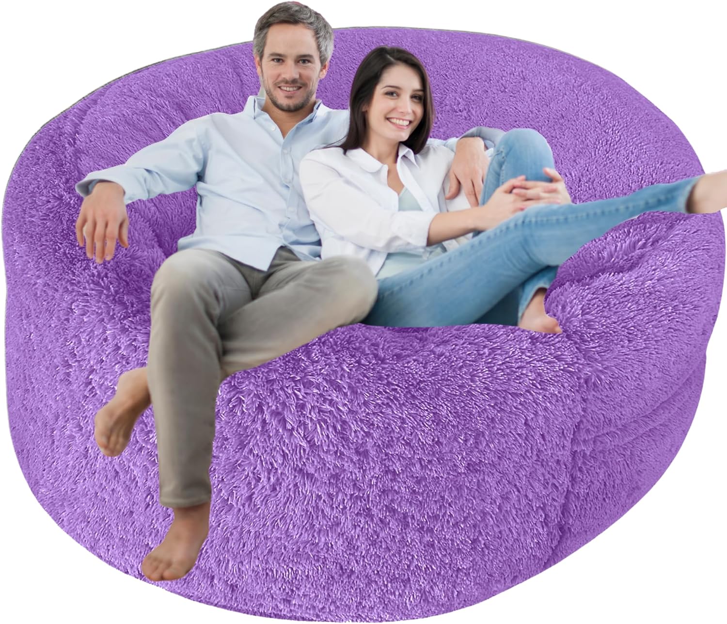 Delmach Lavender Faux Fur Bean Bag Cover - Plush Storage Solution