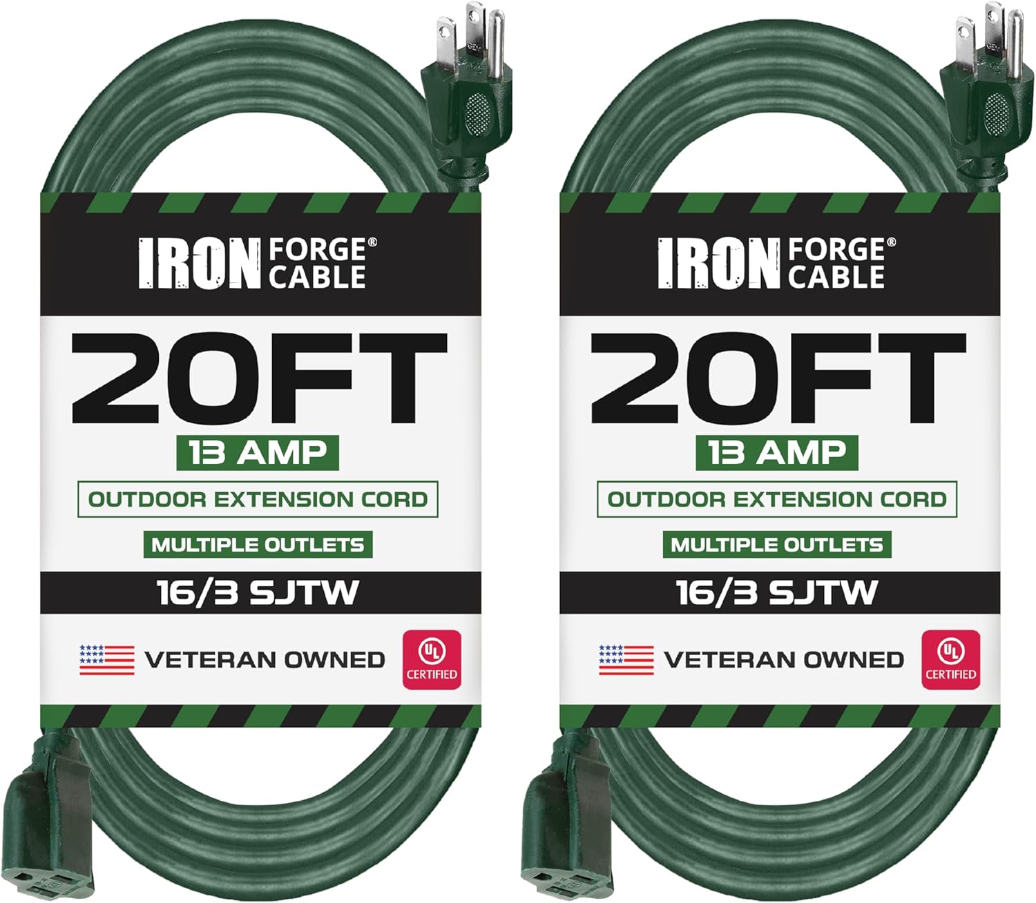 Iron Forge Cable 20 Ft Outdoor Extension Cord - Heavy Duty Green