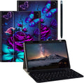 Purple Rose and Blue Butterfly Galaxy Tab A9 Plus Case with Keyboard