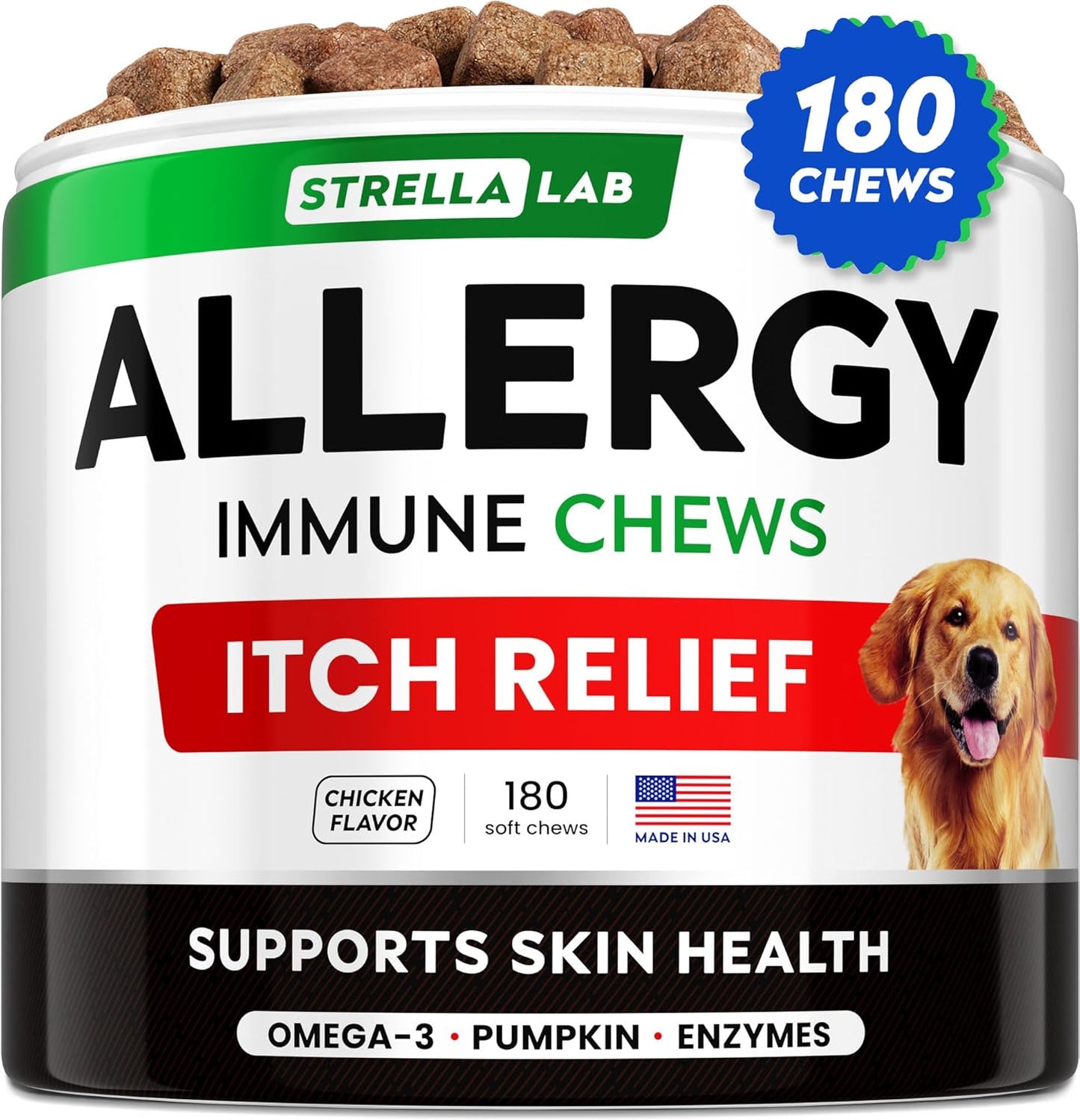 StrellaLab Dog Allergy Relief Chews for Itch Support & Health