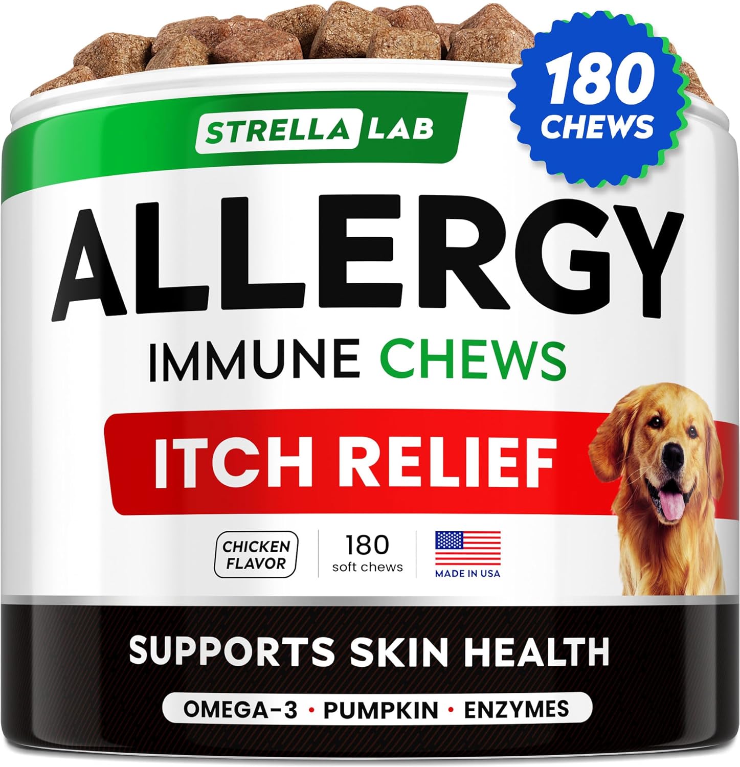 StrellaLab Dog Allergy Relief Chews for Itch Support & Health