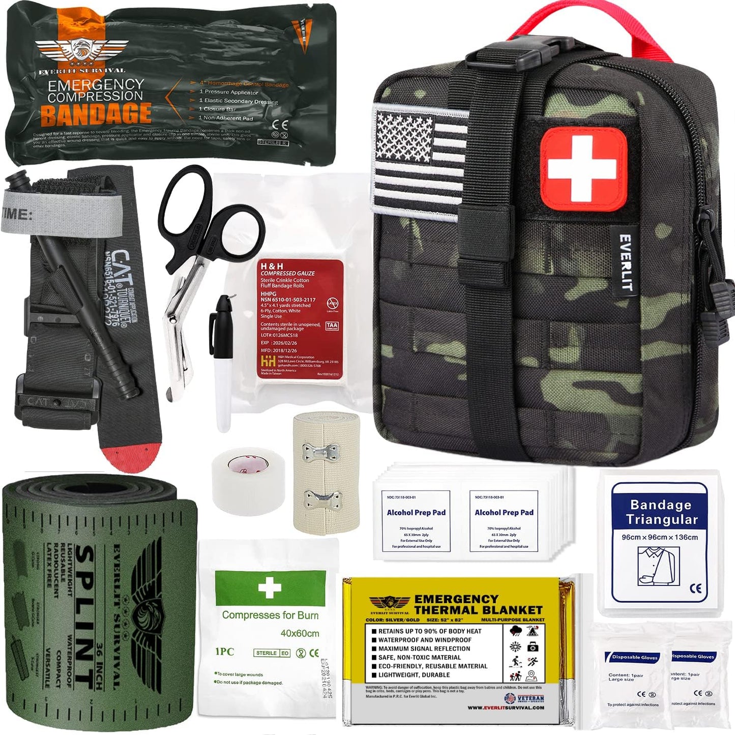 EVERLIT Emergency Trauma Kit for Critical Wounds and Bleeding