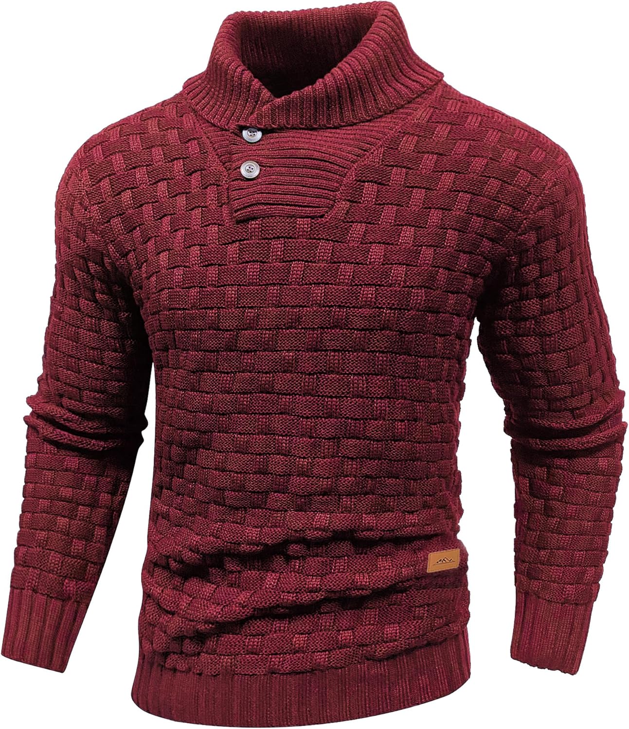 Mens Pullover Shawl Collar Long Sleeve Turtleneck Sweater