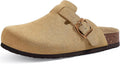 Unisex Vegan Suede Clogs Leather Mules with Cork Footbed - Arch KIDMI