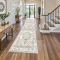 Washable Hallway Runner Rug 3x12 ft - Soft Low Pile Beige