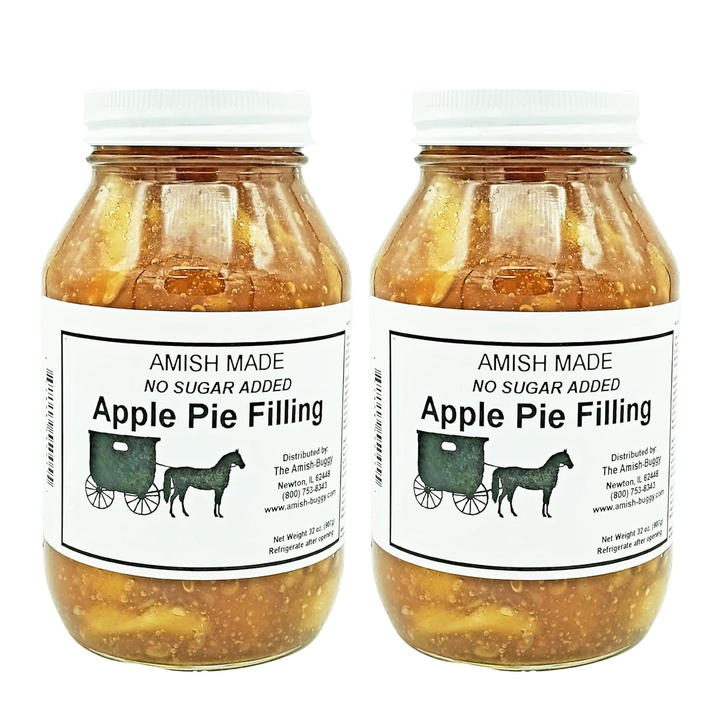Amish Pie Filling - No Sugar Added Apple Flavor in 32 Oz Jars