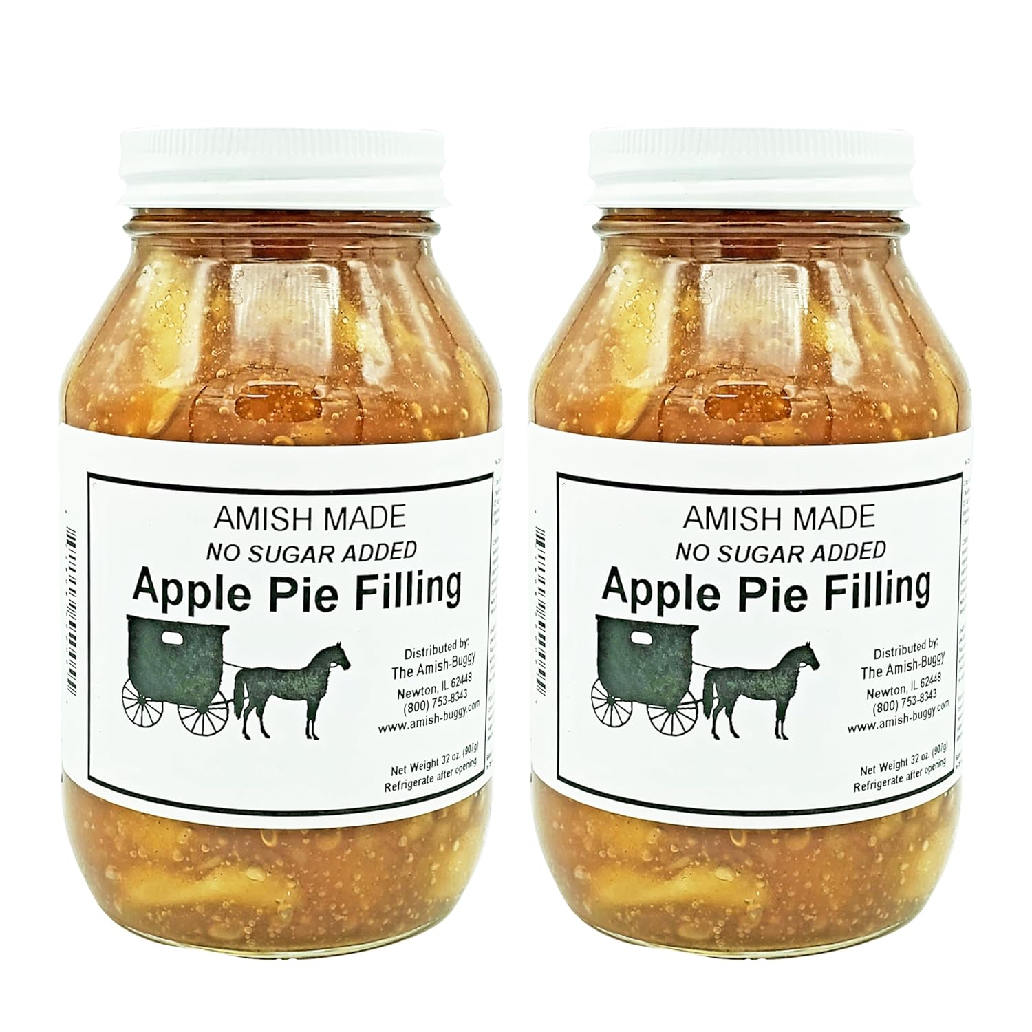 Amish Pie Filling - No Sugar Added Apple Flavor in 32 Oz Jars