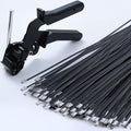 Black Metal Zip Ties with Stainless Steel Cable Tie Gun - Heavy Duty