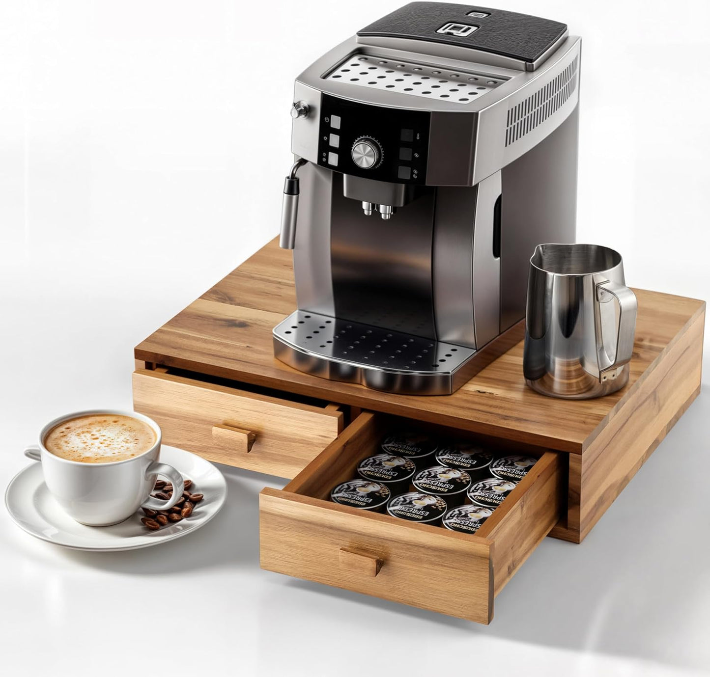 Acacia Wood Coffee Pod Storage Box for 30 Pods and More