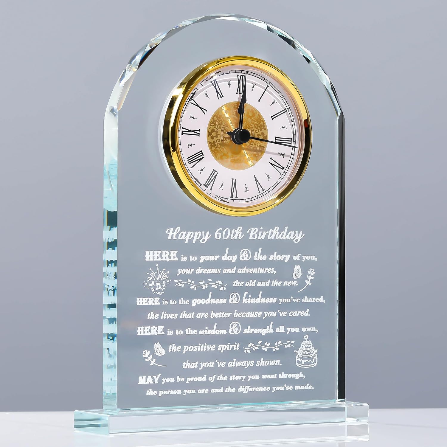 60th Birthday Gifts for Women Men - Unique Crystal Clock