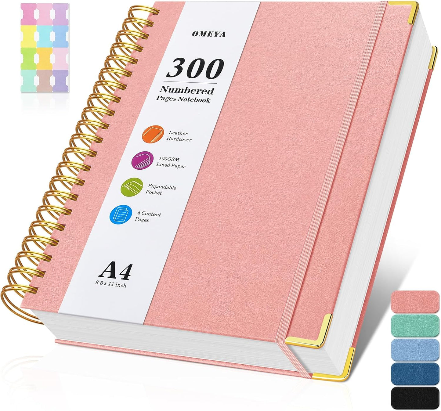Premium 8.5 x 11 Spiral Notebook - 300 Page Numbered Journal for Writing - 100GSM Thick - A4 Size